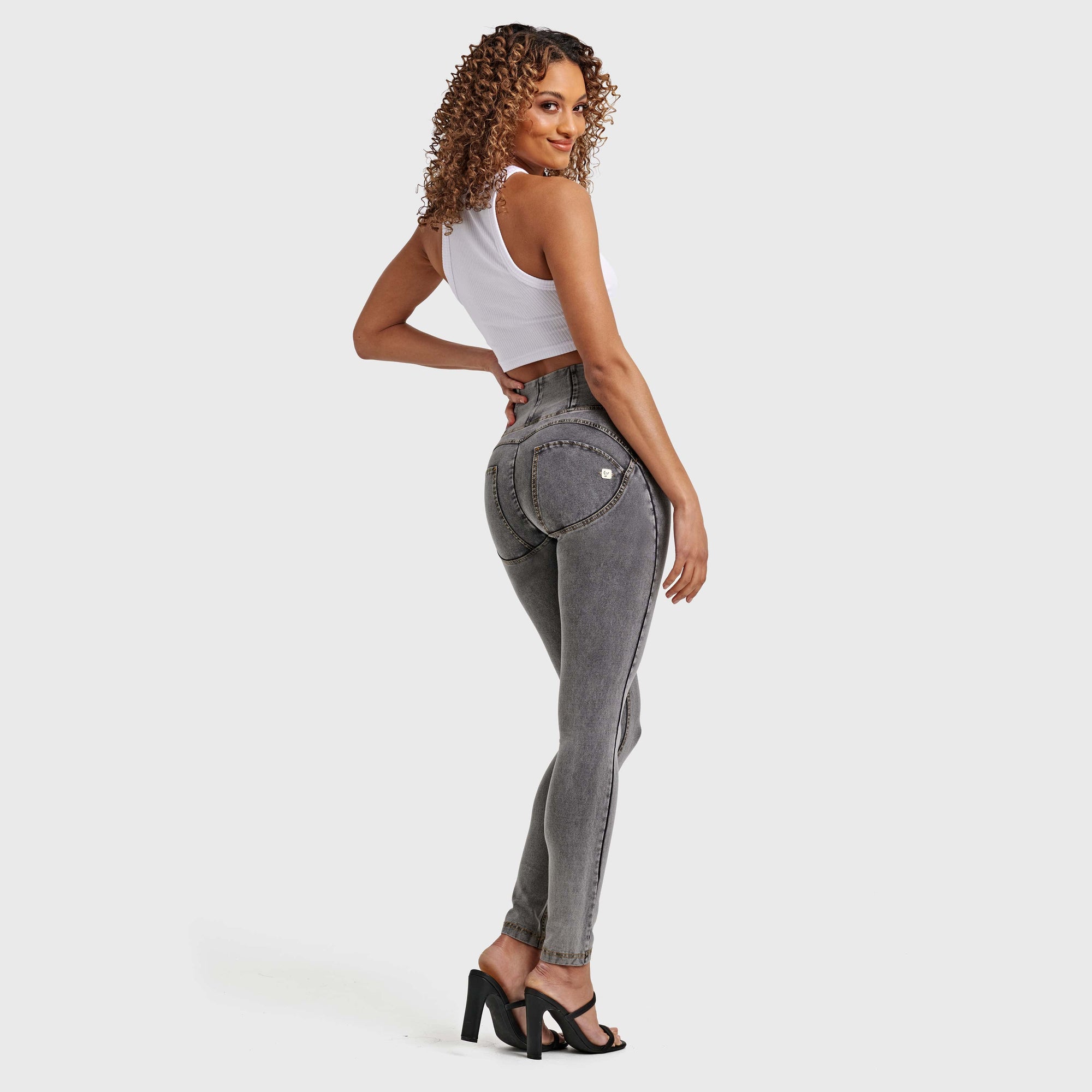 WR.UP® Denim - High Waisted - Full Length - Grey + Yellow Stitching