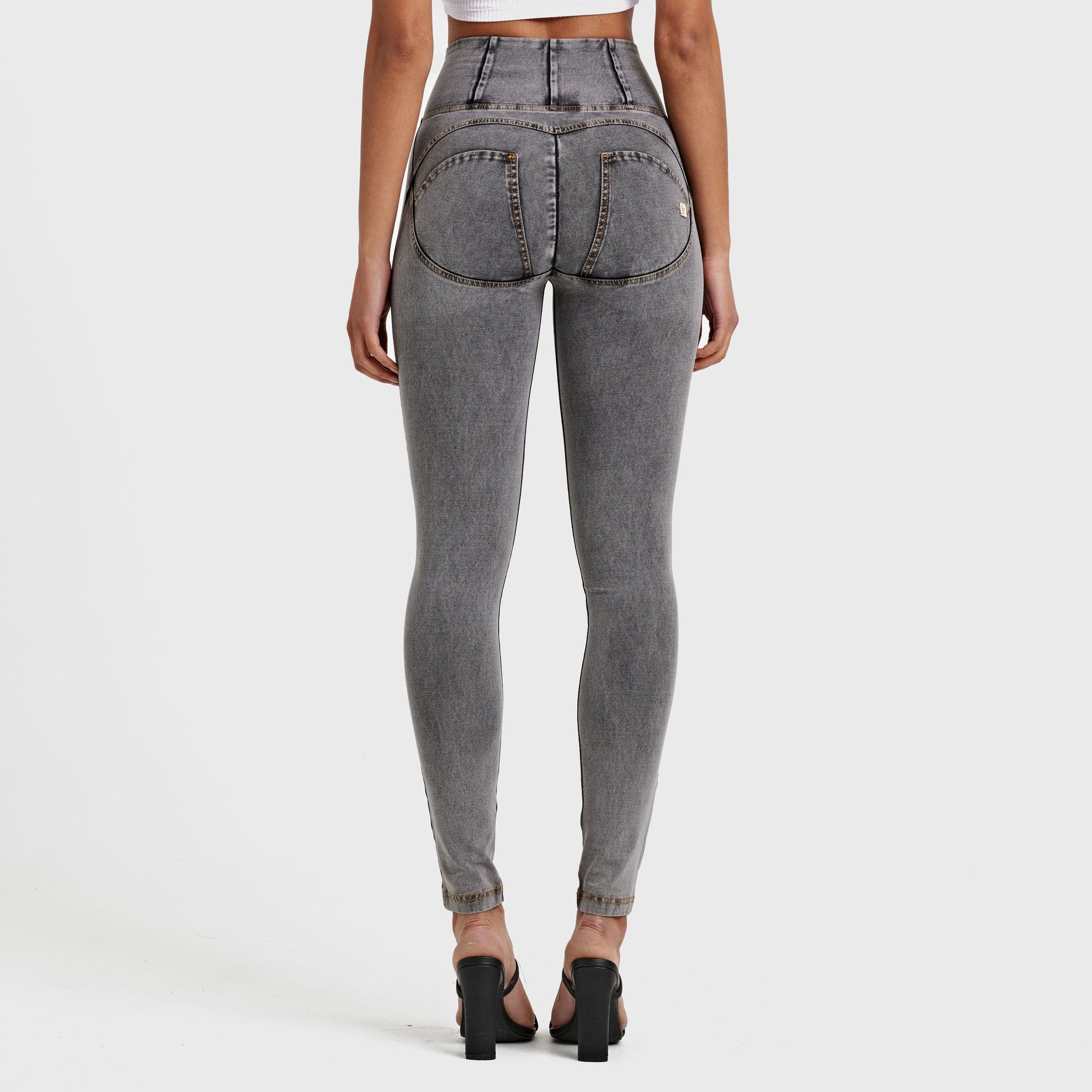 WR.UP® Denim - High Waisted - Full Length - Grey + Yellow Stitching