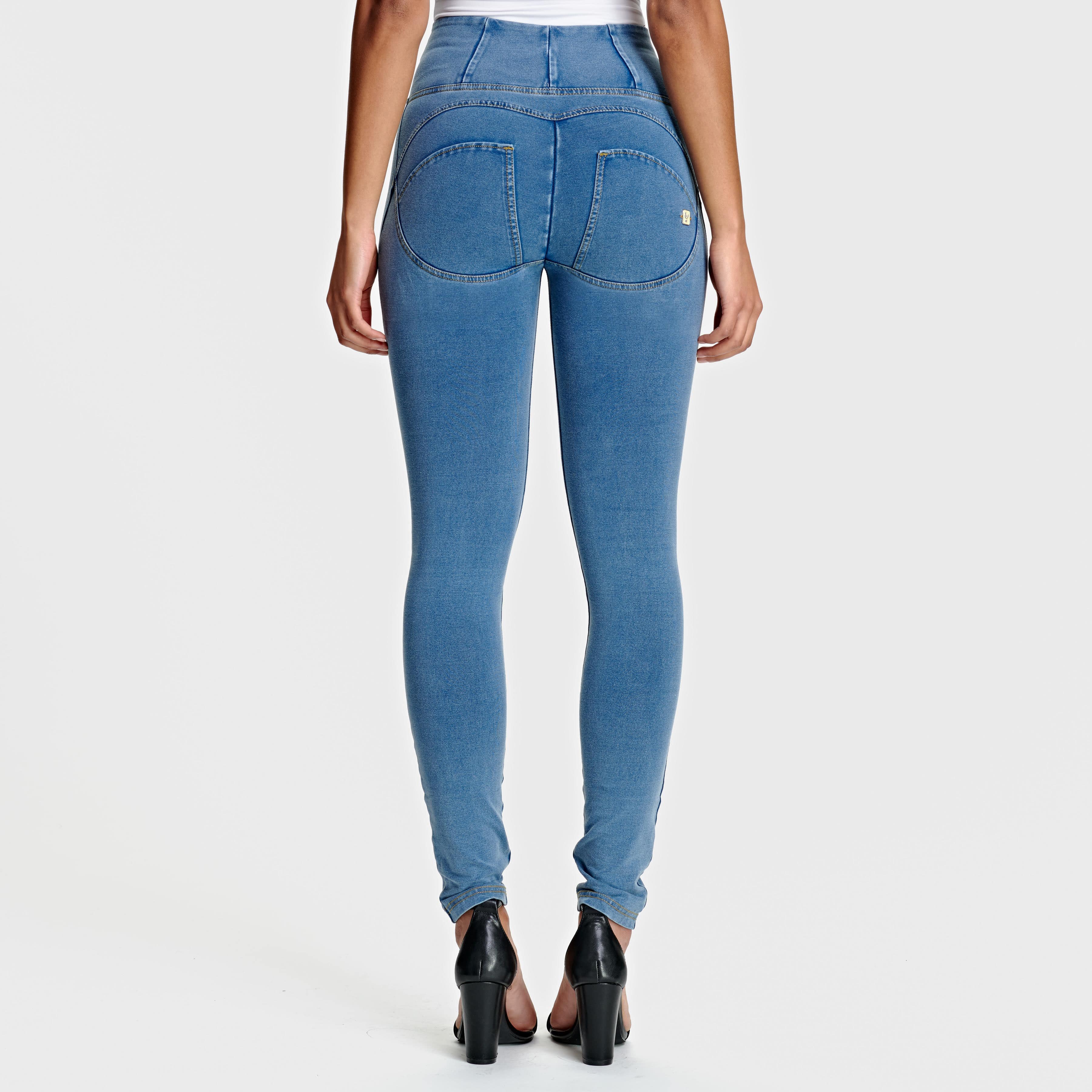 WR.UP® Denim - High Waisted - Full Length - Light Blue + Yellow Stitching