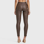 WR.UP® جلد صناعي - خصر مرتفع - طول كامل - بني شوكولاتة