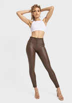 WR.UP® جلد صناعي - خصر مرتفع - طول 7/8 - بني شوكولاتة