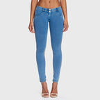 جينز WR.UP® - خصر منخفض - طول كامل - أزرق فاتح + خياطة صفراء 