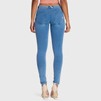 جينز WR.UP® - خصر منخفض - طول كامل - أزرق فاتح + خياطة صفراء 