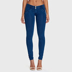 جينز WR.UP® - خصر منخفض - طول كامل - أزرق داكن + خياطة زرقاء