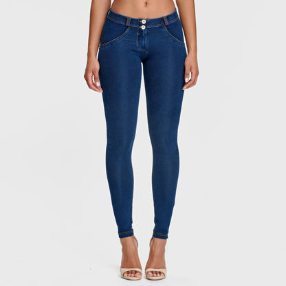 WR.UP® Denim - Mid Rise - Full Length - Dark Blue + Yellow Stitching