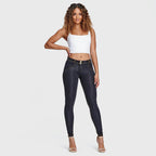 جينز WR.UP® - خصر متوسط ​​الارتفاع - طول كامل - أسود + خياطة صفراء 