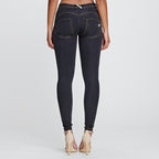 جينز WR.UP® - خصر متوسط ​​الارتفاع - طول كامل - أسود + خياطة صفراء 