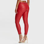 بنطال جينز WR.UP® من الجلد الصناعي - خصر متوسط ​​الارتفاع - طول 7/8 - أحمر