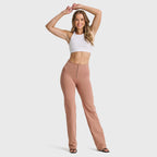 أزياء WR.UP® - خصر عالٍ - قصة مستقيمة واسعة من الأسفل - لون موكا 