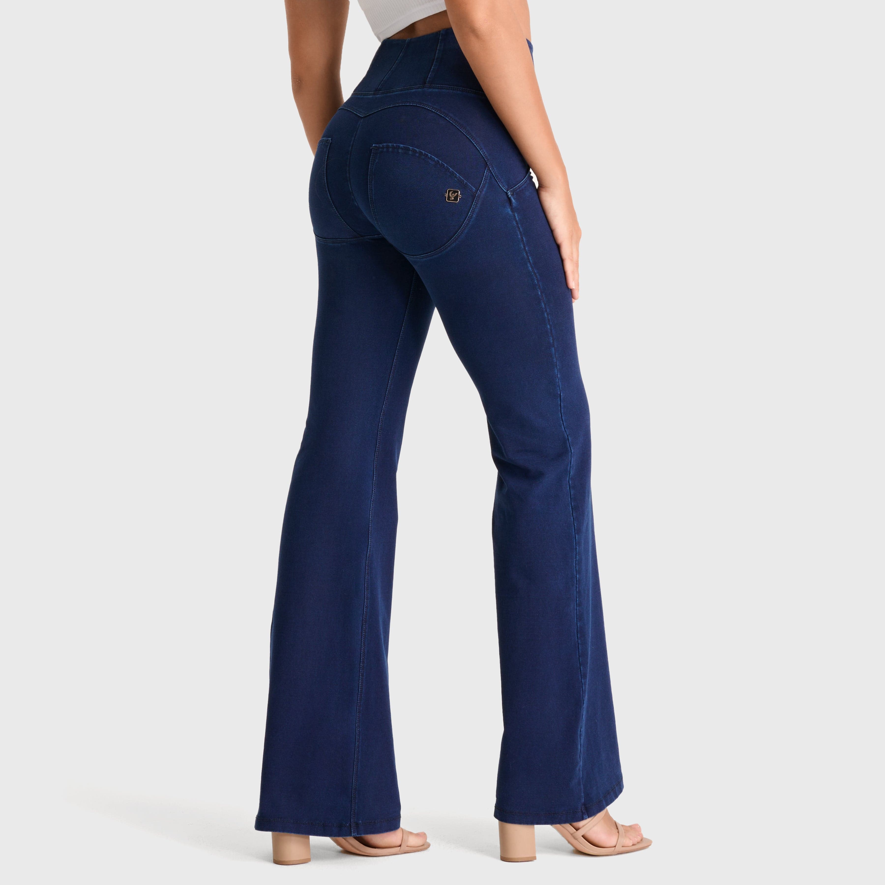 WR.UP® Denim - High Waisted - Super Flare - Dark Blue + Blue Stitching