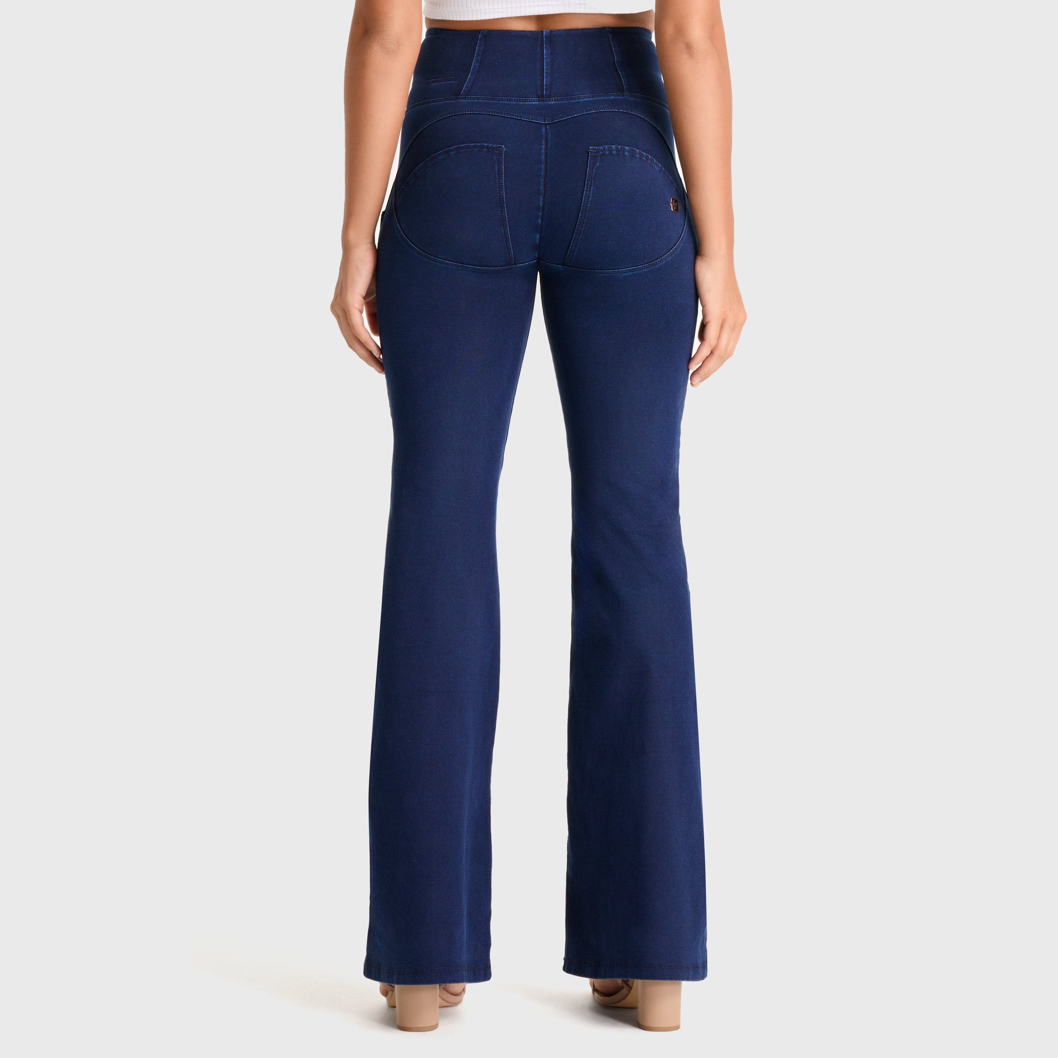 WR.UP® Denim - High Waisted - Super Flare - Dark Blue + Blue Stitching