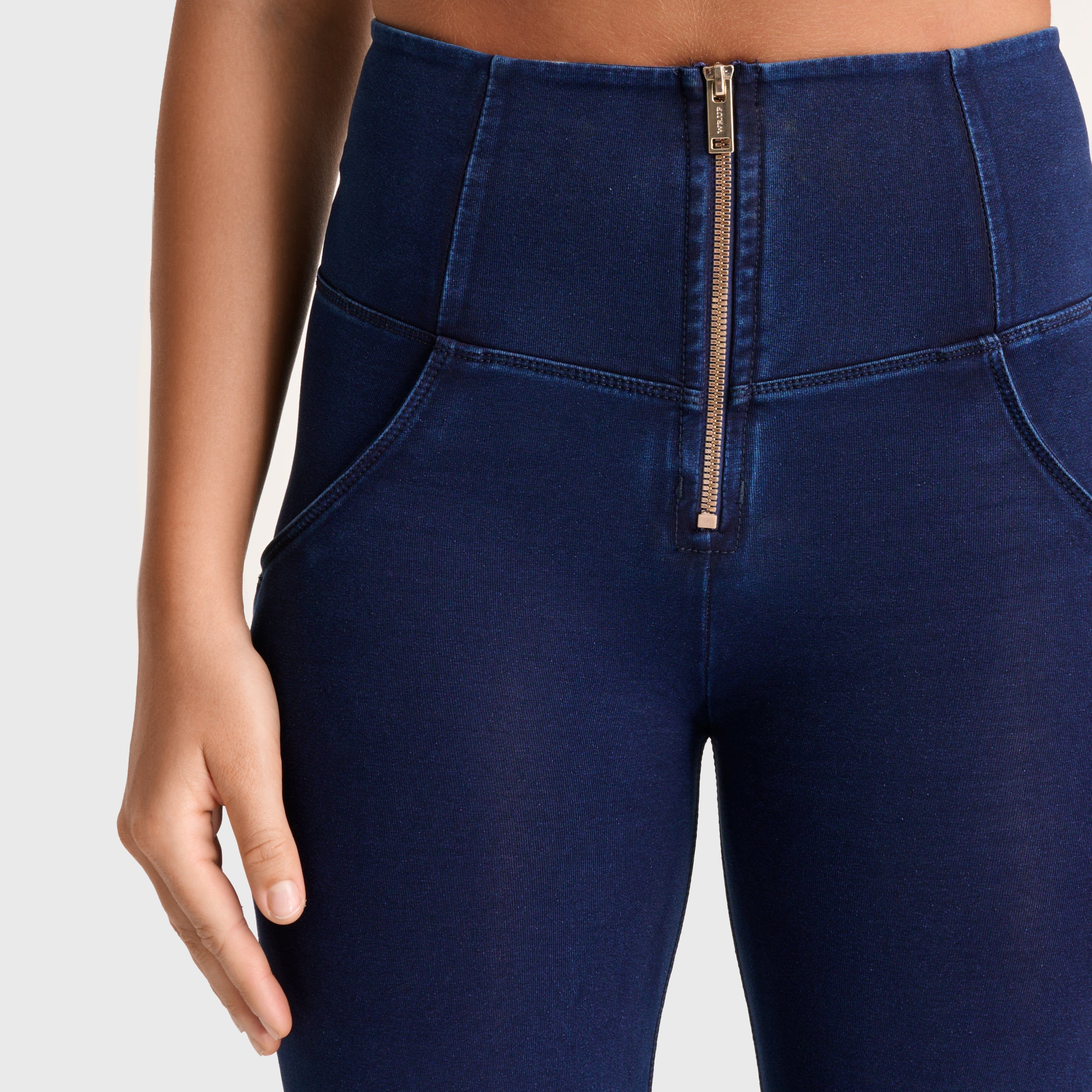 WR.UP® Denim - High Waisted - Super Flare - Dark Blue + Blue Stitching