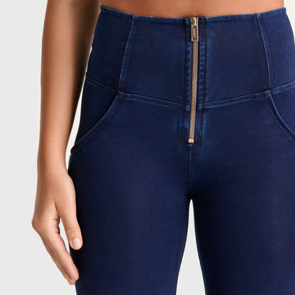 WR.UP® Denim - High Waisted - Super Flare - Dark Blue + Blue Stitching