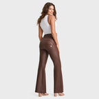 WR.UP® جلد صناعي - خصر مرتفع للغاية - تصميم واسع للغاية - لون شوكولاتة