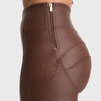 WR.UP® جلد صناعي - خصر مرتفع للغاية - تصميم واسع للغاية - لون شوكولاتة