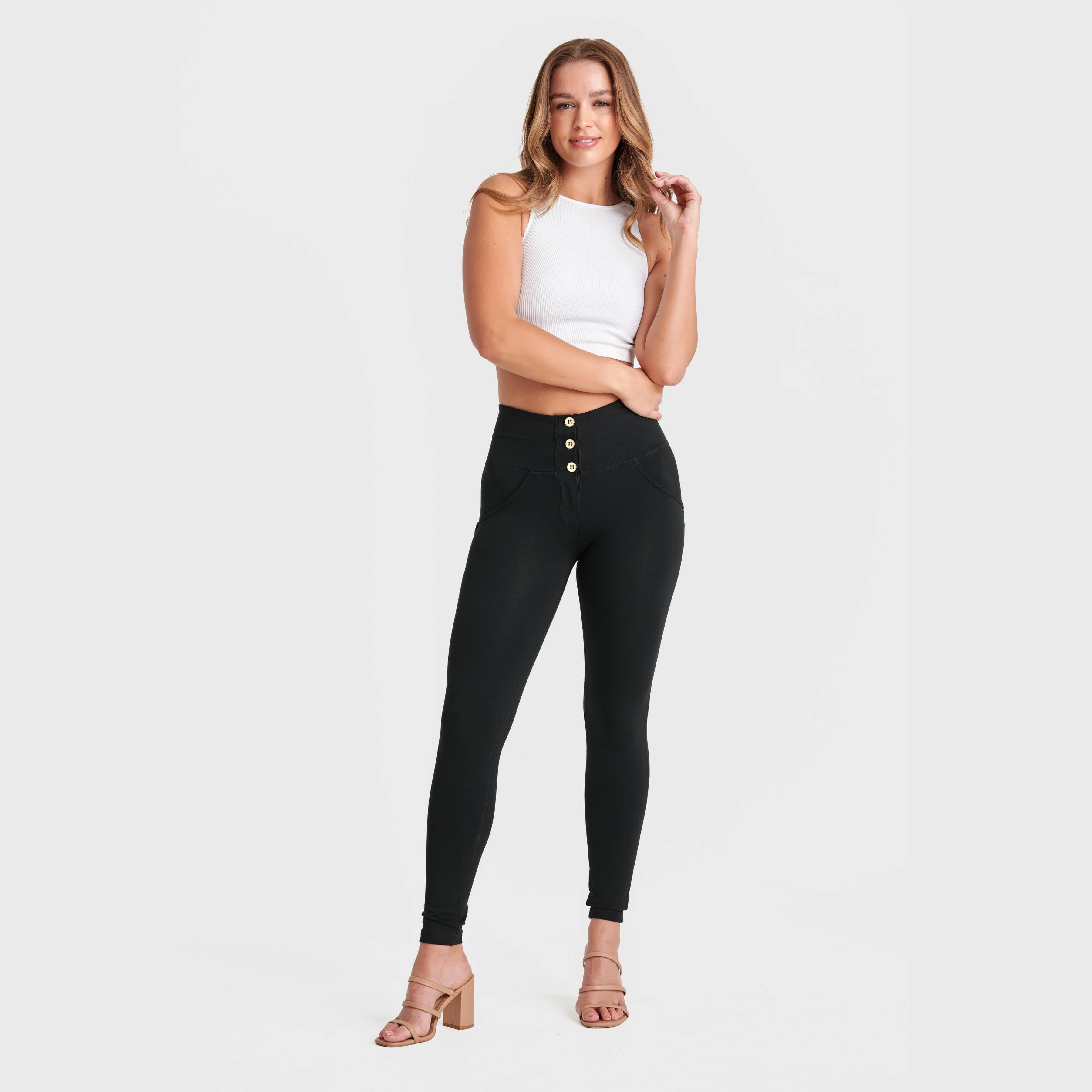 WR.UP® Fashion - 3 Button High Waisted - Full Length - Black