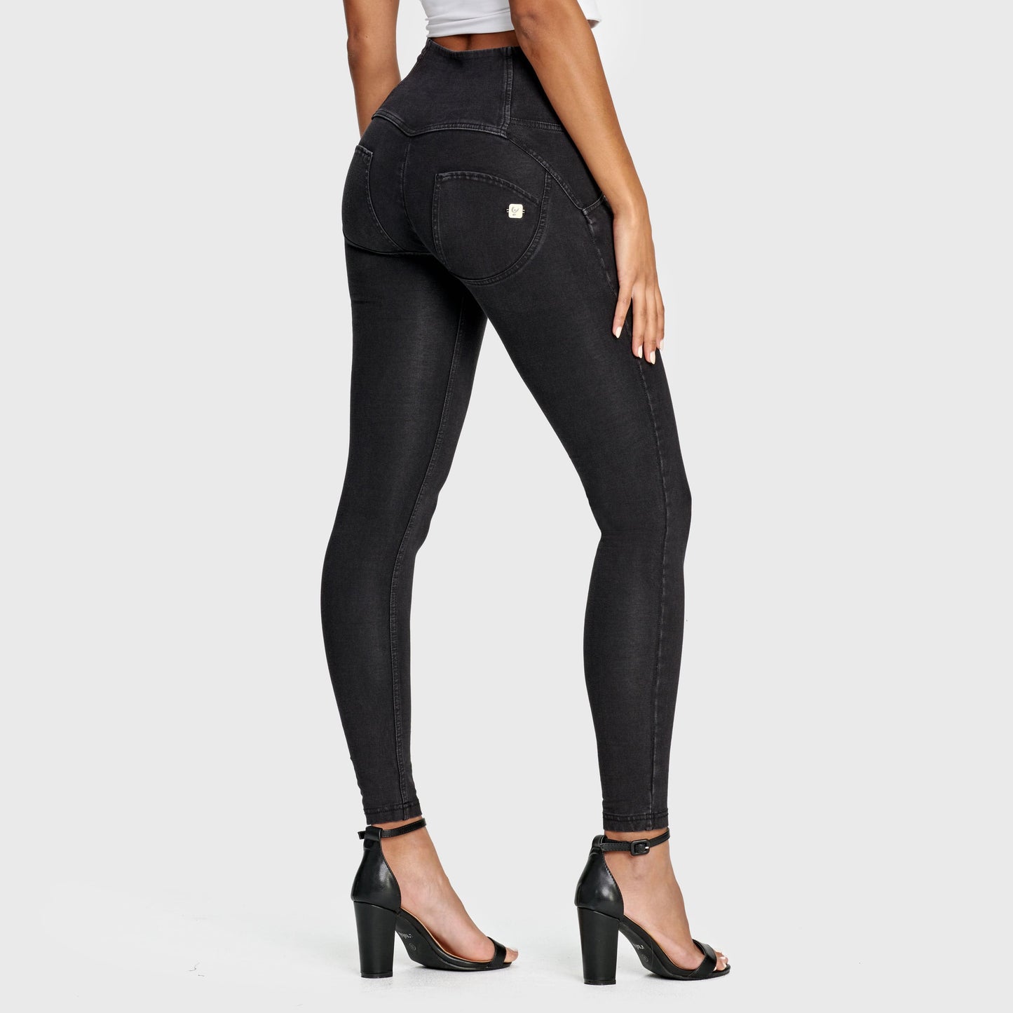 WR.UP® Denim - 3 Button High Waisted - Full Length  - Black + Black Stitching