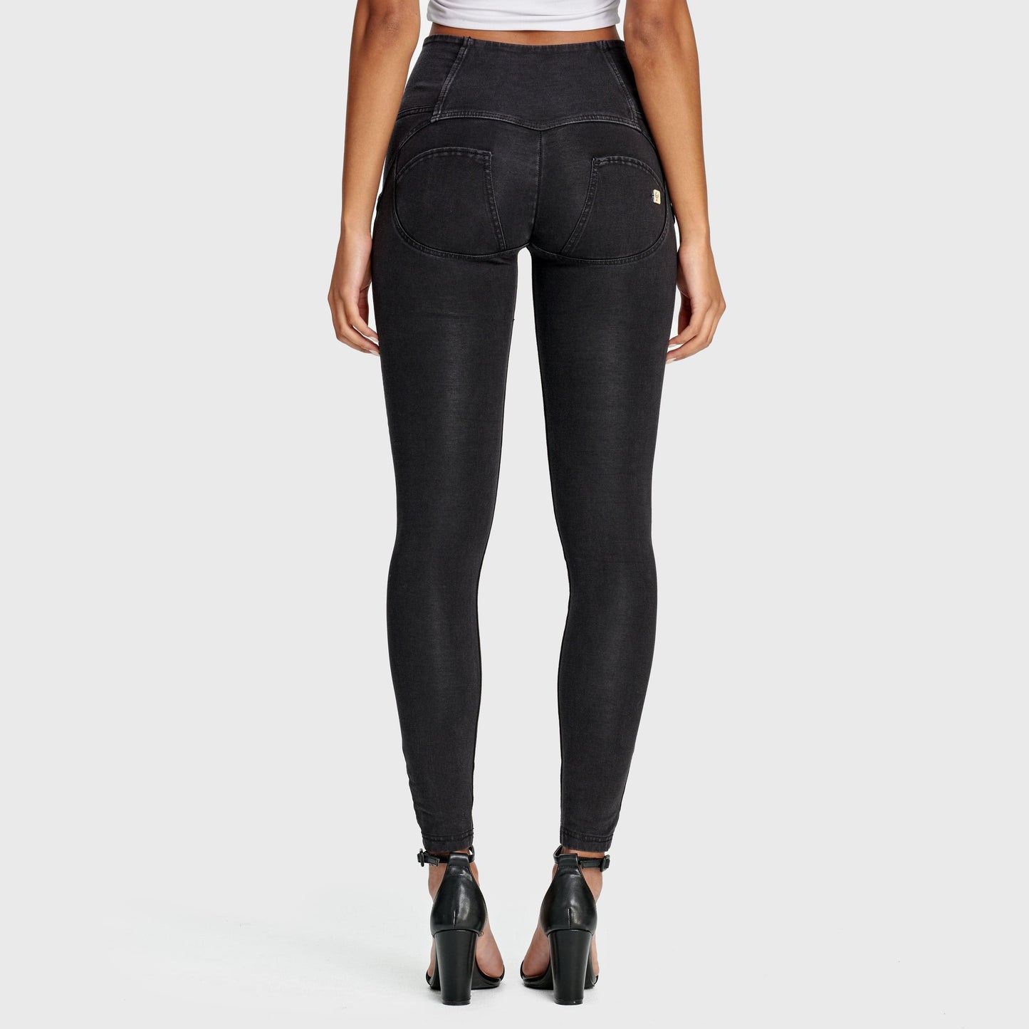 WR.UP® Denim - 3 Button High Waisted - Full Length  - Black + Black Stitching