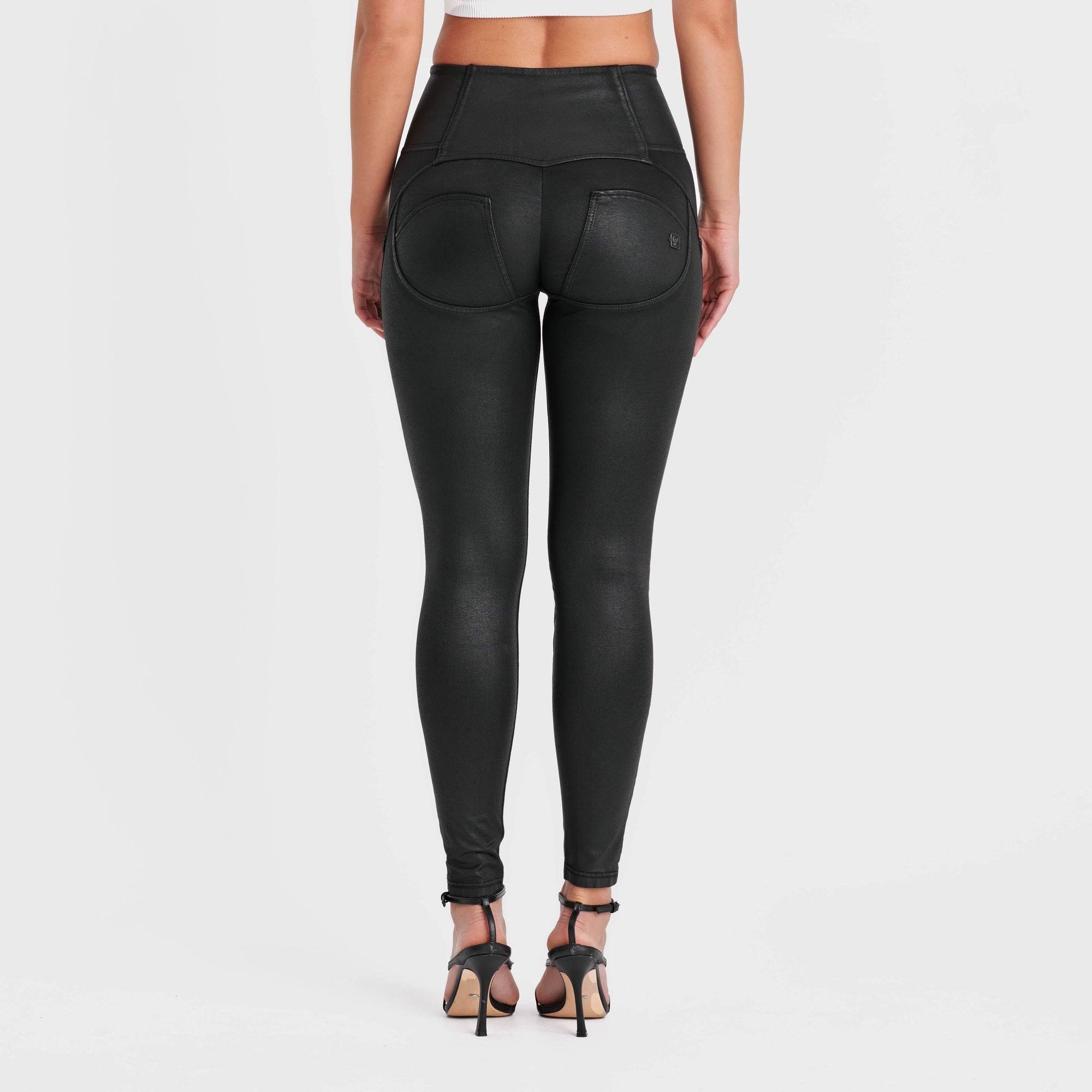 WR.UP® Denim Limited Edition - High Waisted - Full Length - Coated Black + Black Stitching