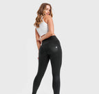 WR.UP® Denim Limited Edition - خصر مرتفع - طول كامل - أسود مطلي + خياطة سوداء