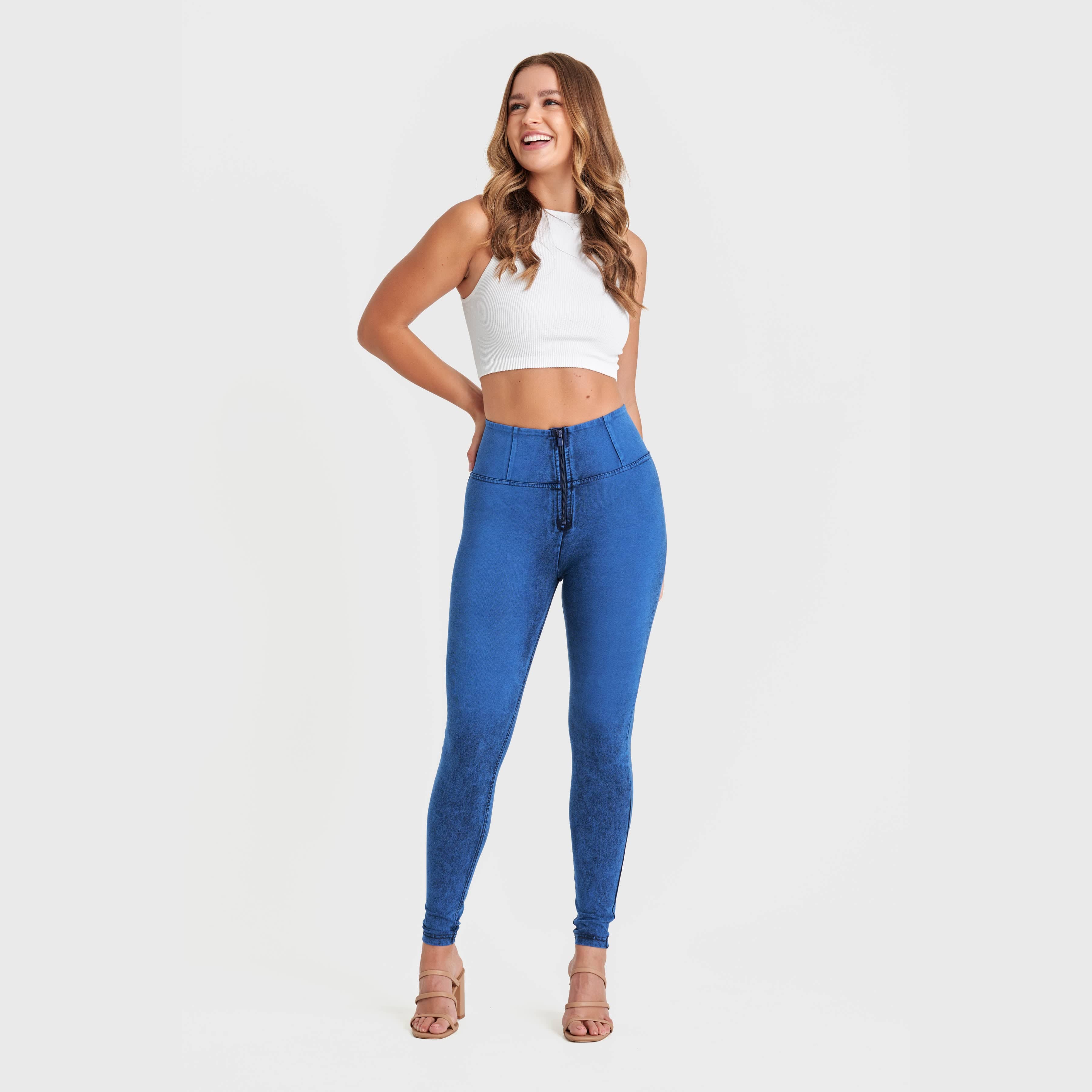 WR.UP® Denim - High Waisted - Full Length - Cobalt Blue + Blue Stitching