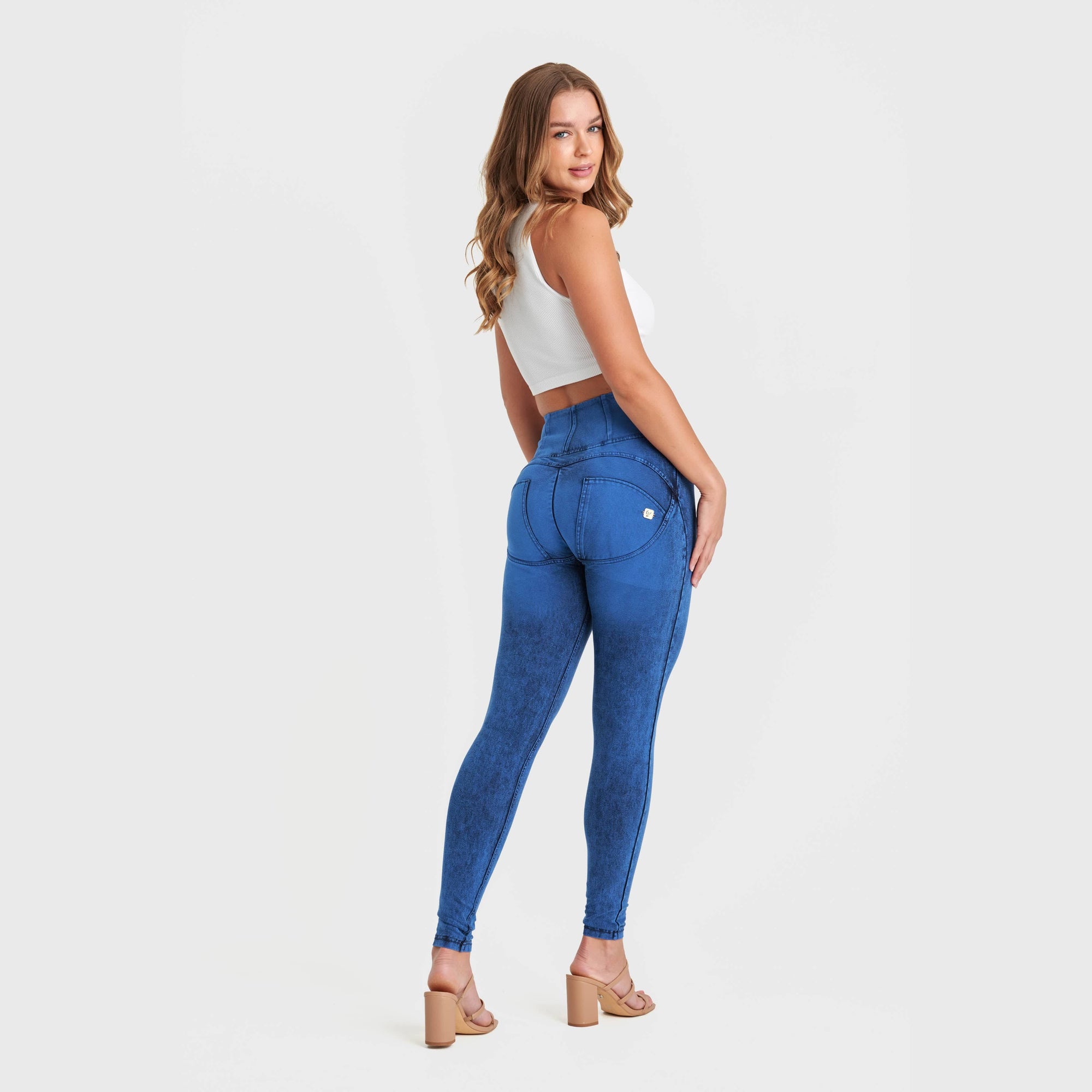 WR.UP® Denim - High Waisted - Full Length - Cobalt Blue + Blue Stitching