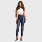 WR.UP® جلد صناعي بنقشة جلد الثعبان، إصدار محدود - خصر مرتفع - طول كامل - أزرق داكن