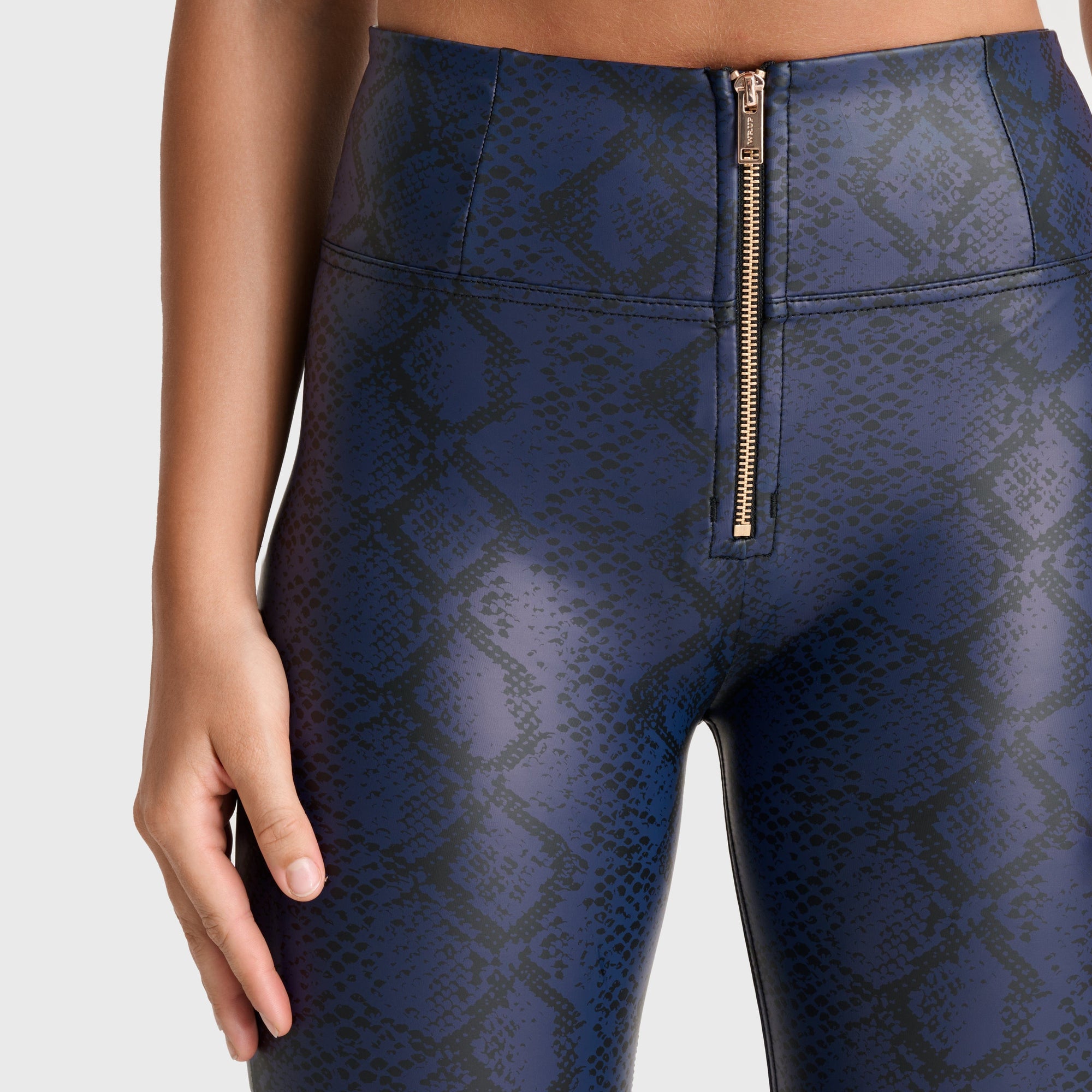 WR.UP® Python Faux Leather Limited Edition - High Waisted - Full Length - Midnight Blue