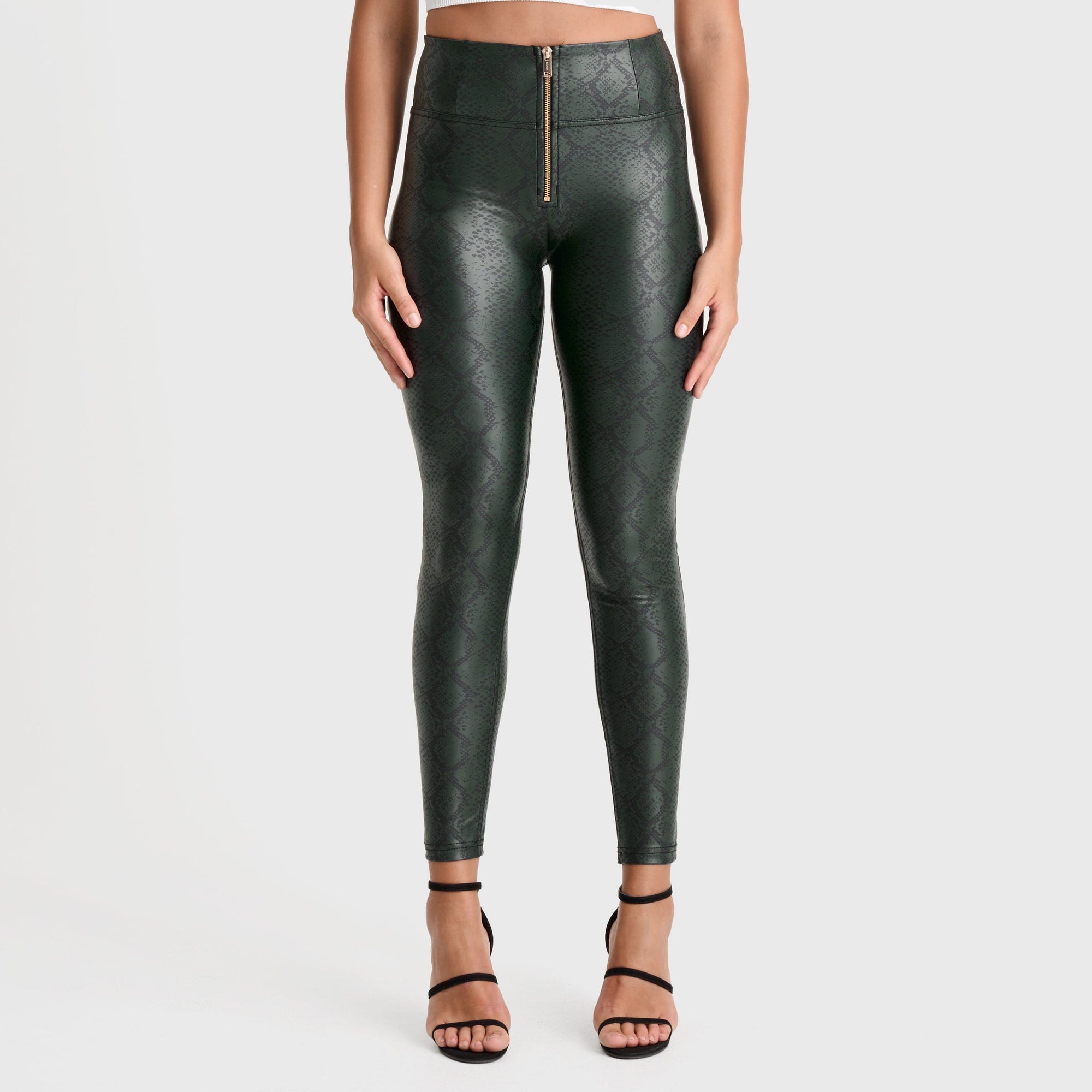 WR.UP® Python Faux Leather Limited Edition - High Waisted - Full Length - Forest Mist