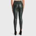 WR.UP® جلد صناعي بنقشة جلد الثعبان - إصدار محدود - خصر مرتفع - طول كامل - لون ضباب الغابة