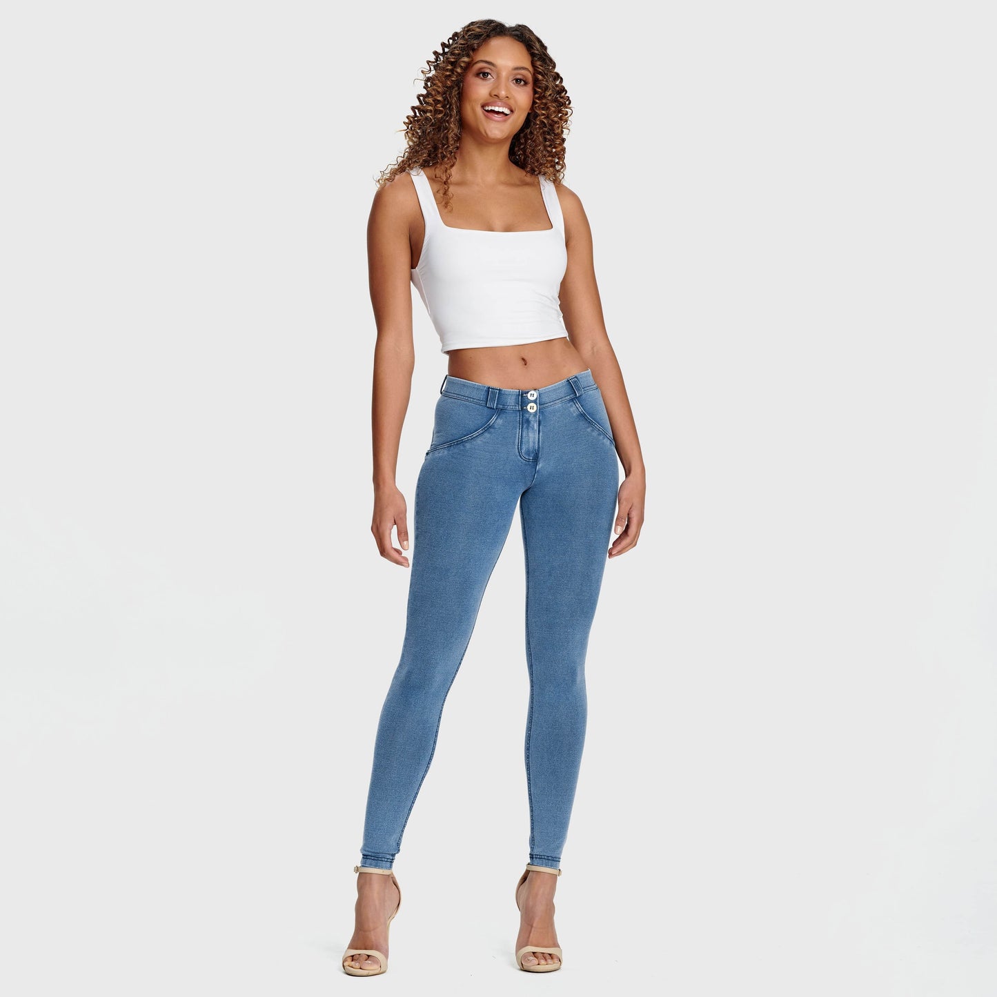 WR.UP® Denim - Mid Rise - 7/8 Length - Light Blue + Blue Stitching