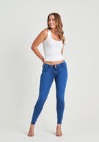 جينز WR.UP® - خصر متوسط ​​الارتفاع - طول كامل - أزرق كوبالت + خياطة زرقاء