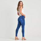 جينز WR.UP® - خصر متوسط ​​الارتفاع - طول كامل - أزرق كوبالت + خياطة زرقاء