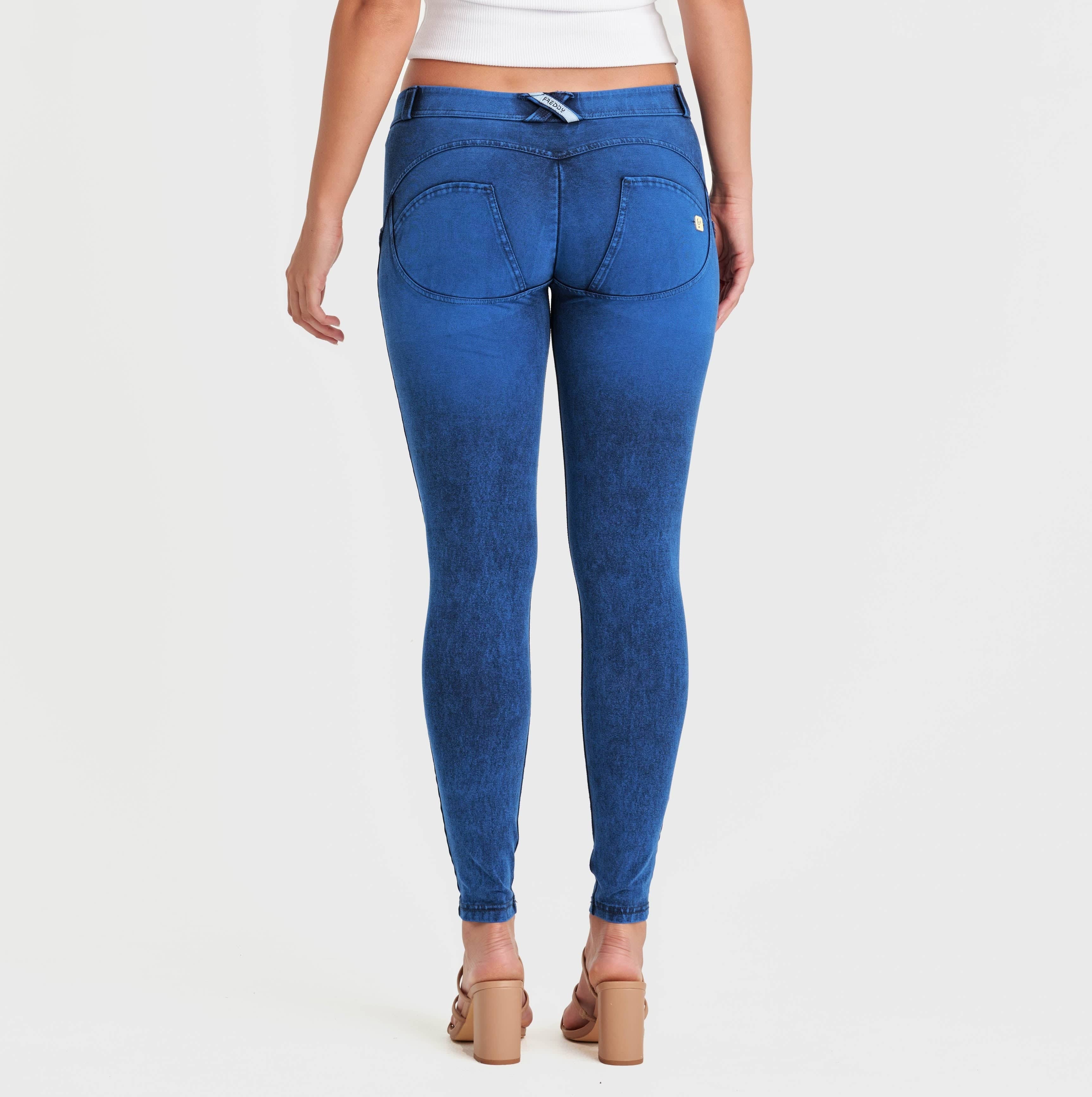 جينز WR.UP® - خصر متوسط ​​الارتفاع - طول كامل - أزرق كوبالت + خياطة زرقاء