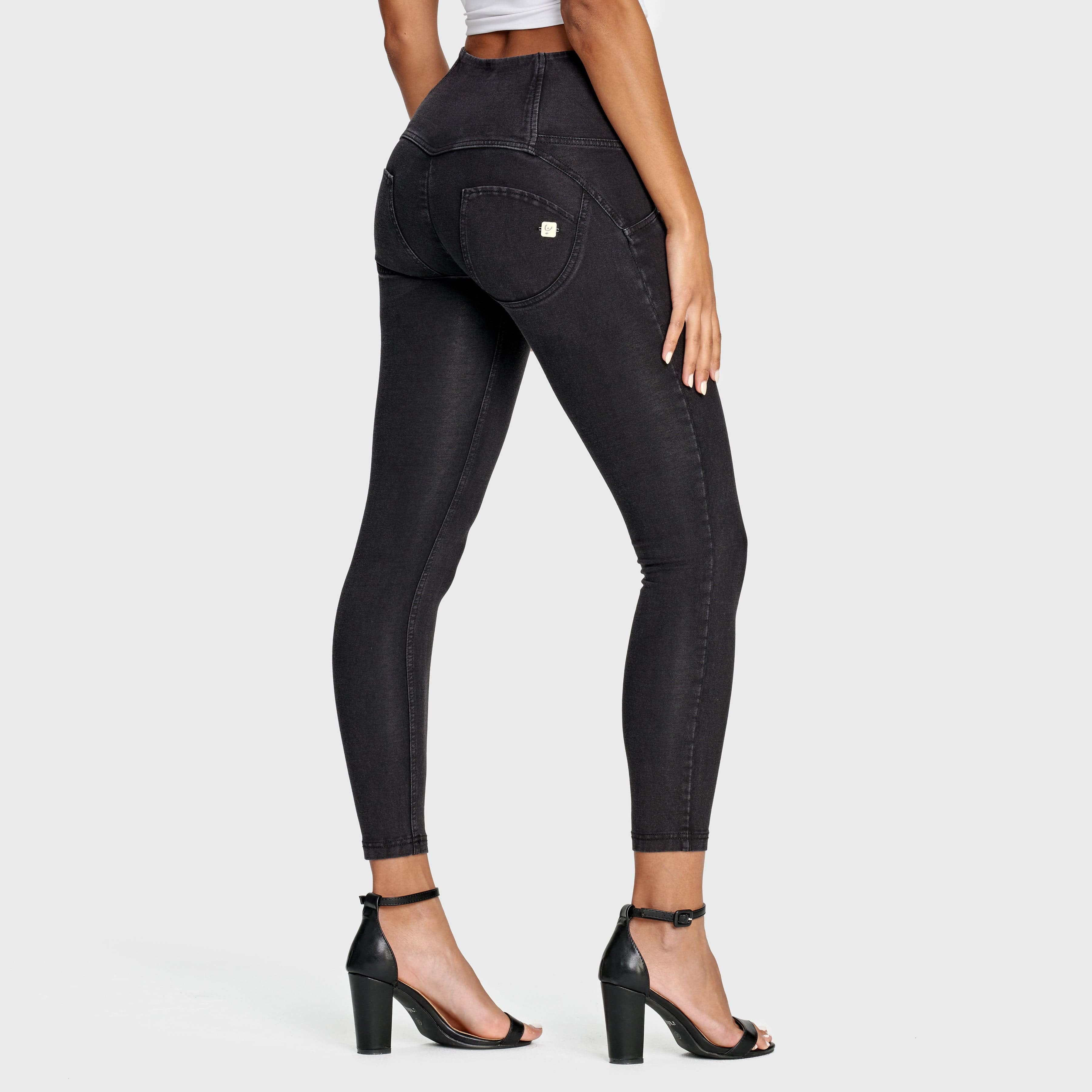 WR.UP® Denim - 3 Button High Waisted - 7/8 Length - Black + Black Stitching