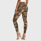 بنطال WR.UP® عصري بثلاثة أزرار - خصر مرتفع - طول 7/8 - بني مموه 