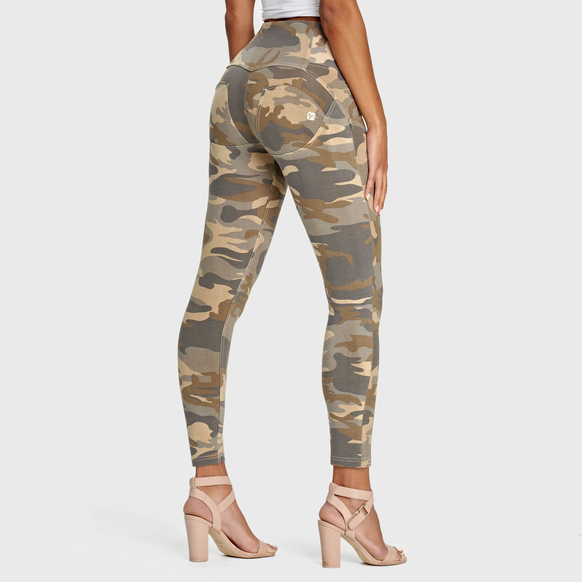 WR.UP® Fashion 3 Button - High Waisted - 7/8 Length - Sand Camo