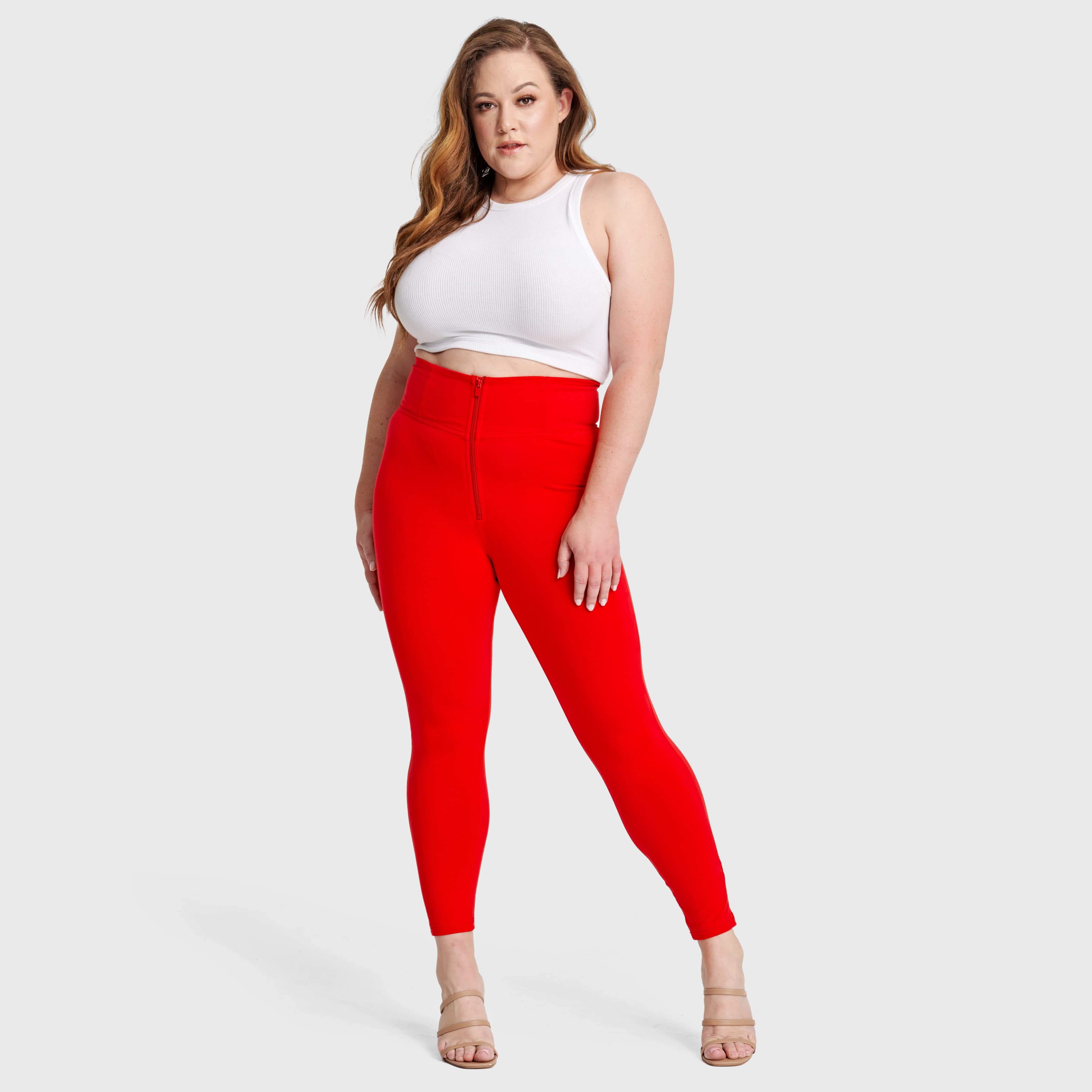 WR.UP® Curvy Fashion - Zip High Waisted - 7/8 Length - Red