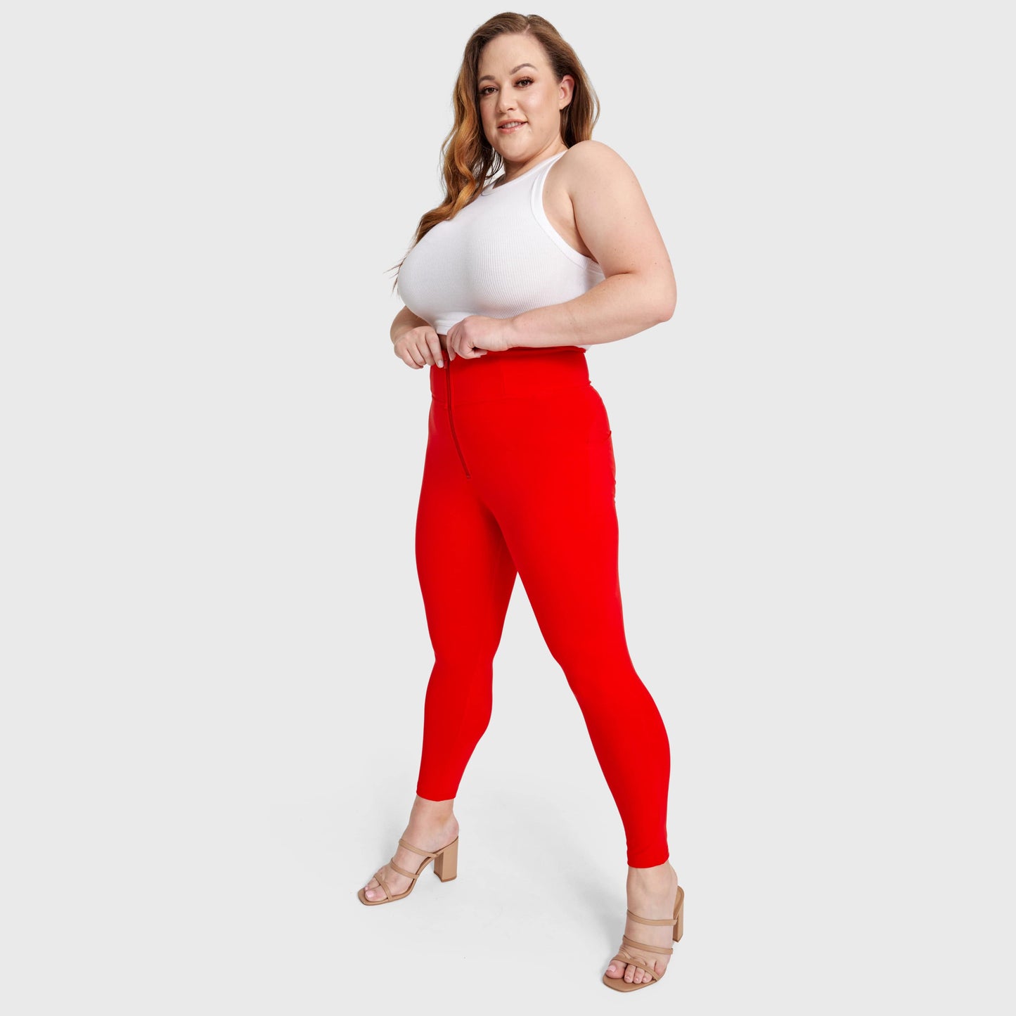 WR.UP® Curvy Fashion - Zip High Waisted - 7/8 Length - Red