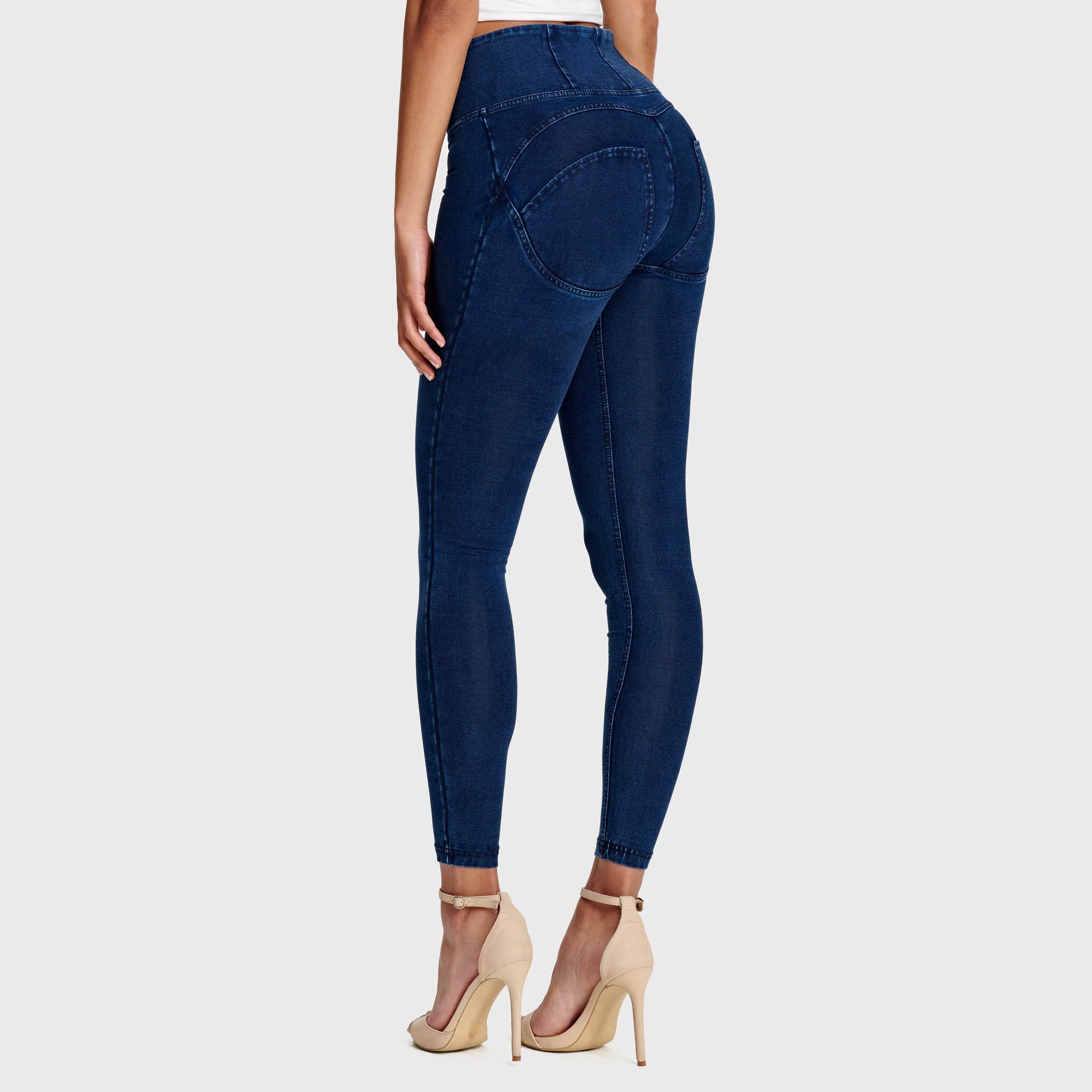 WR.UP® Denim - High Waisted - 7/8 Length - Dark Blue + Blue Stitching