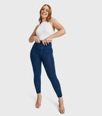 بنطال جينز WR.UP® Curvy - بسحاب وخصر عالٍ - طول 7/8 - أزرق داكن مع خياطة زرقاء