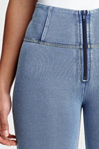 جينز WR.UP® - خصر مرتفع - طول كامل - أزرق فاتح + خياطة صفراء