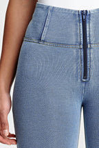 جينز WR.UP® - خصر مرتفع - طول كامل - أزرق فاتح + خياطة صفراء