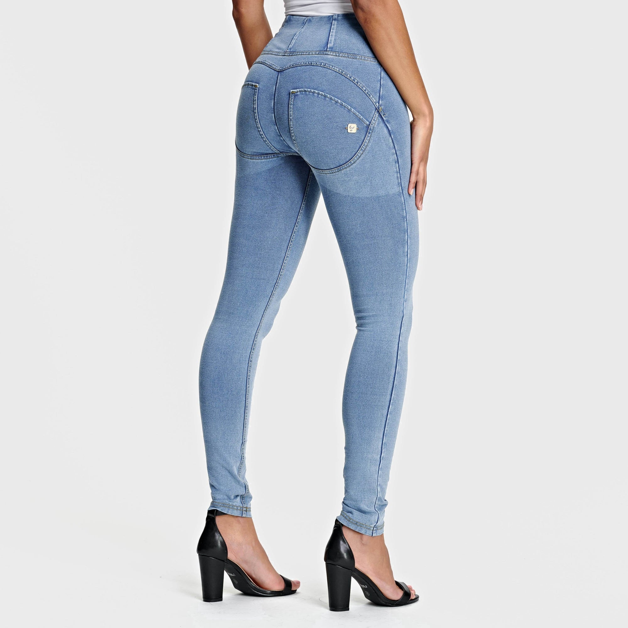 WR.UP® Denim - High Waisted - Full Length - Light Blue + Yellow Stitching