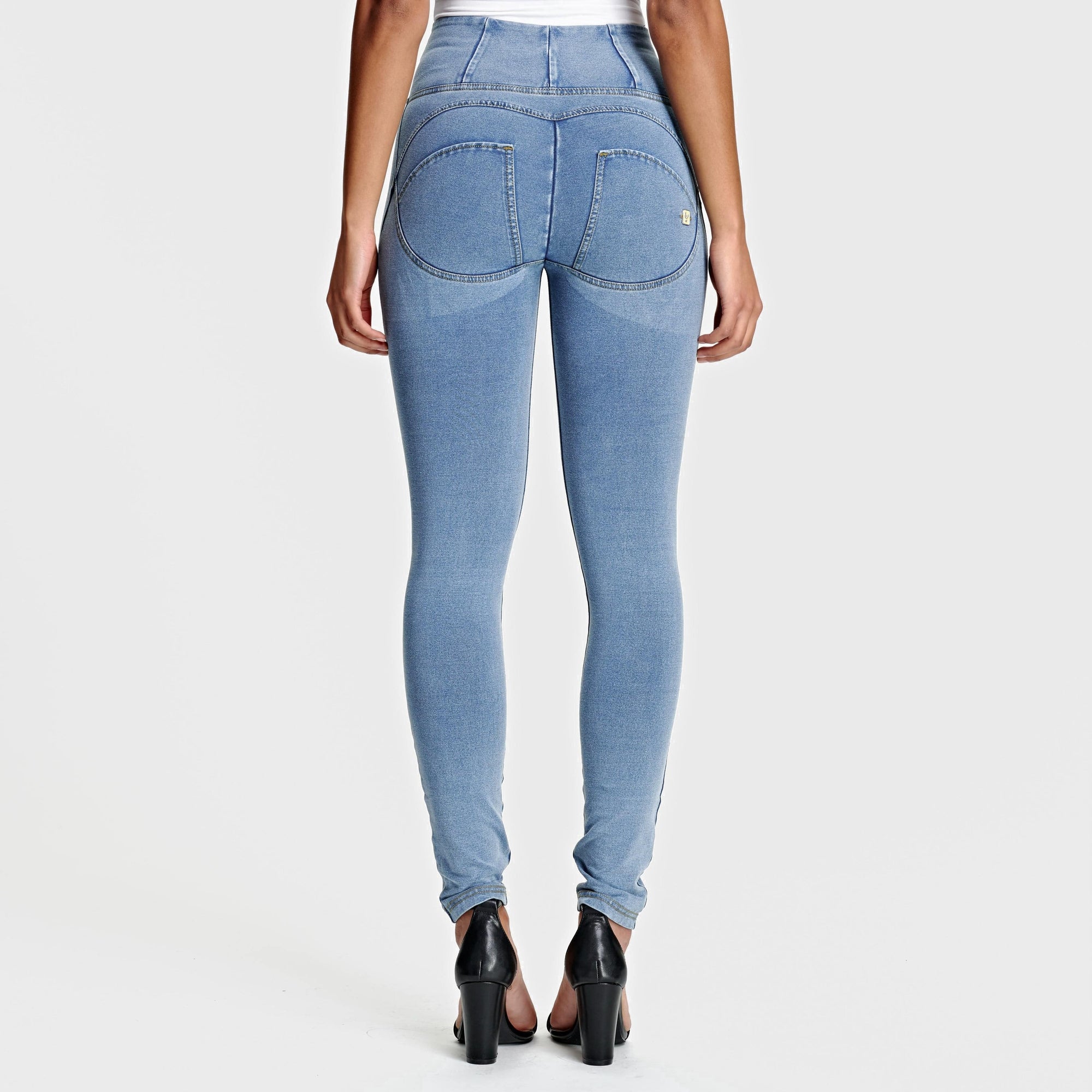 WR.UP® Denim - High Waisted - Full Length - Light Blue + Yellow Stitching