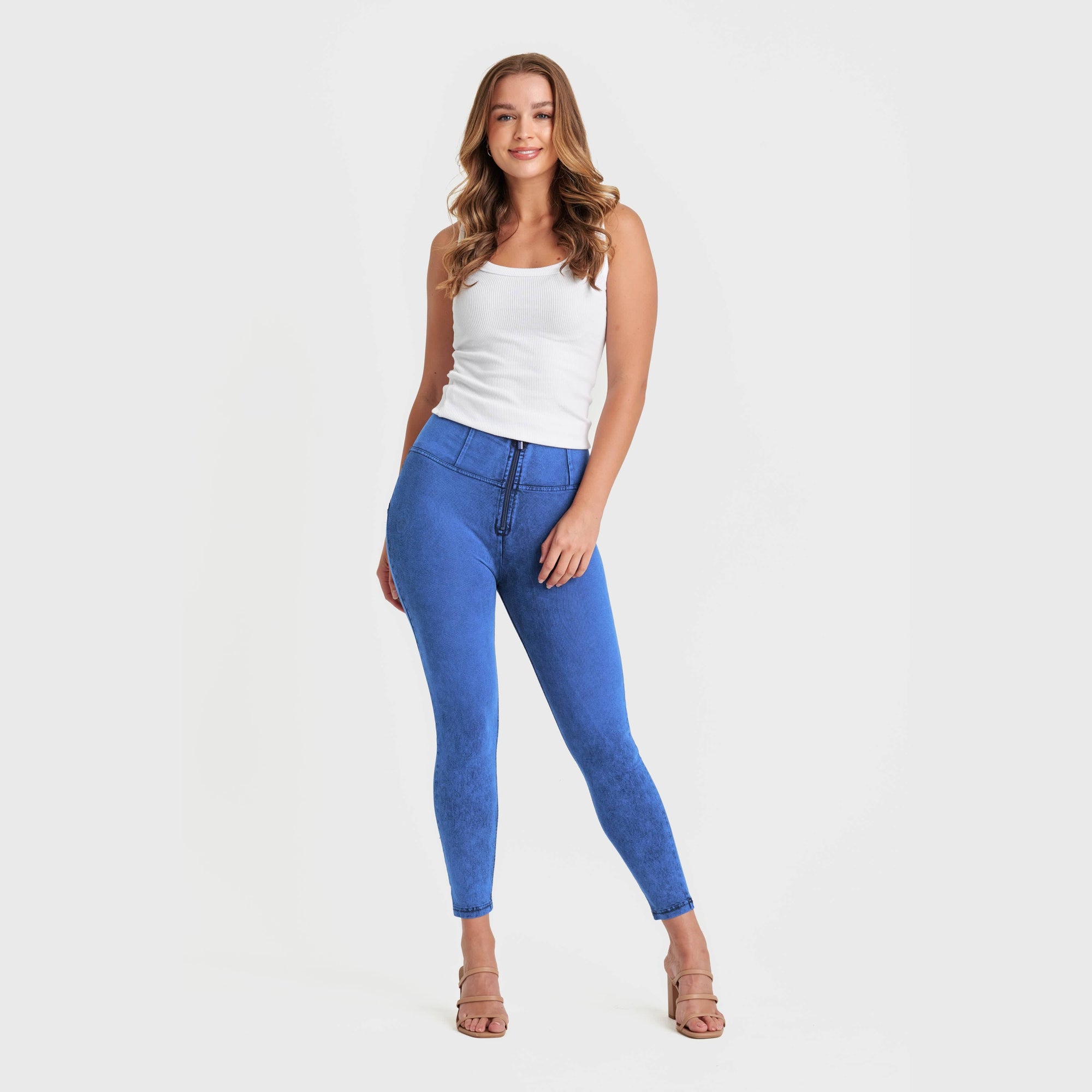 WR.UP® Denim - High Waisted - 7/8 Length - Cobalt Blue + Blue Stitching