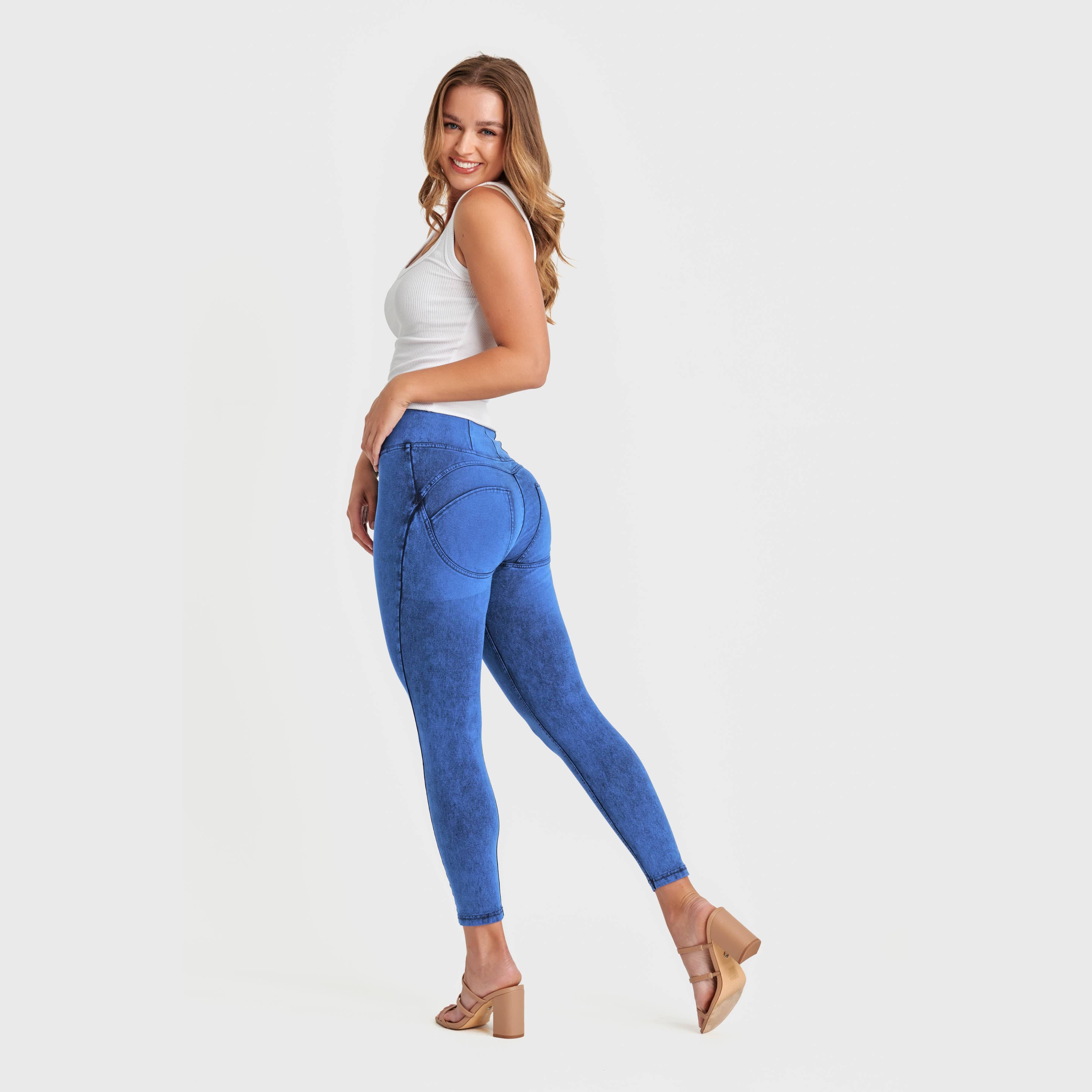 WR.UP® Denim - High Waisted - 7/8 Length - Cobalt Blue + Blue Stitching