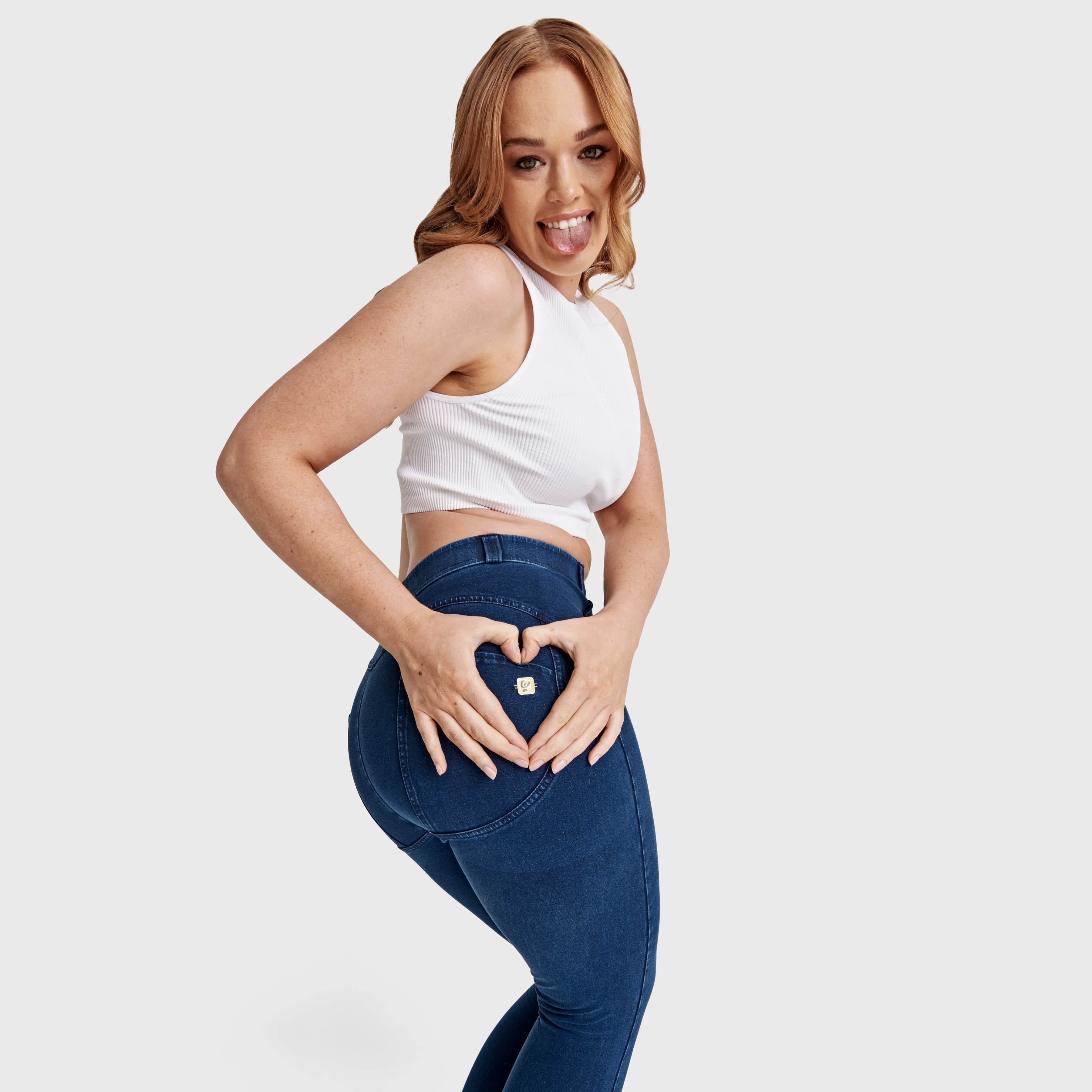 WR.UP® Curvy Denim - High Waisted - 7/8 Length - Blue + Blue Stitching