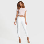 بنطال جينز WR.UP® من الجلد الصناعي - خصر متوسط ​​الارتفاع - طول 7/8 - أبيض