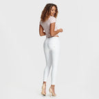 بنطال جينز WR.UP® من الجلد الصناعي - خصر متوسط ​​الارتفاع - طول 7/8 - أبيض